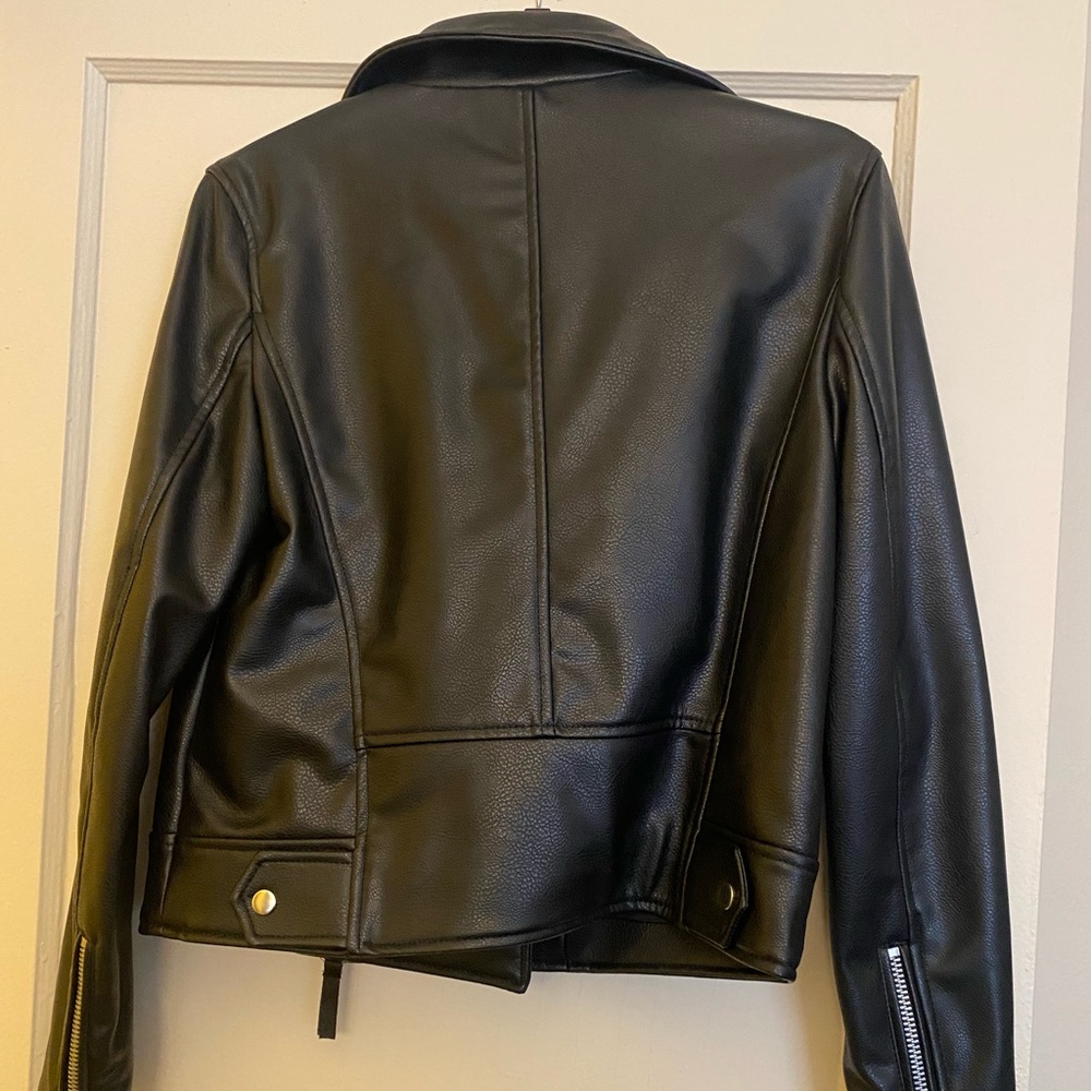 H&M Black Faux Leather Jacket with Silver Details - Picture 2 of 3